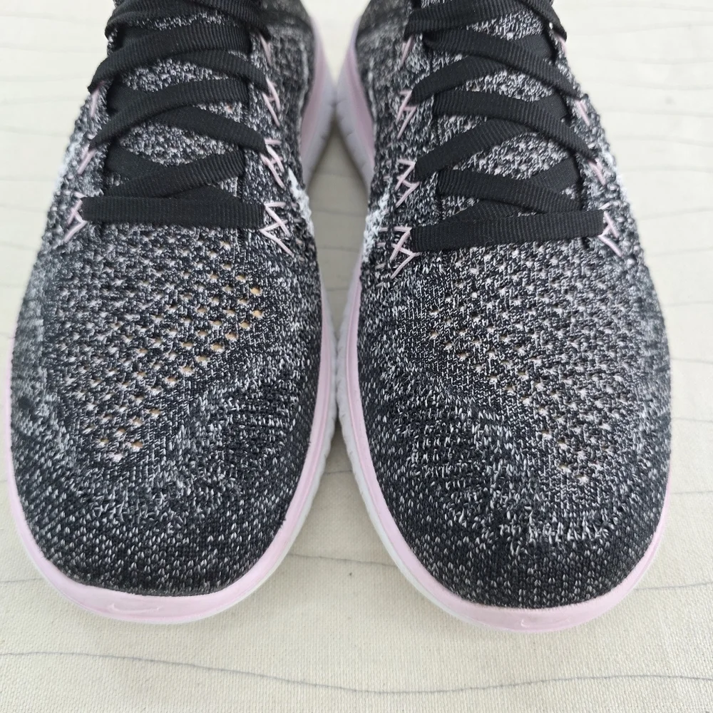 Nike Womens Free RN Flyknit Black Pink White Running Shoes 2019 942839-007 Sz 7